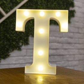 Alphabet Letter LED Lights Luminous Number Lamp Decor Battery Night Light for home Wedding Birthday Christmas party Decoration (Type: T)