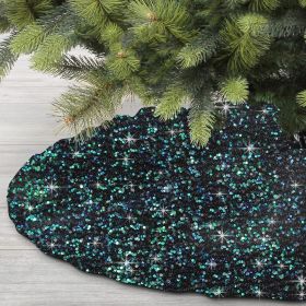 Christmas Tree Skirt, Sequins Tree Skirts for Xmas Tree Decorations (Color: Green, size: 122cm)