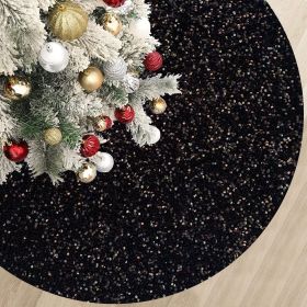 Christmas Tree Skirt, Sequins Tree Skirts for Xmas Tree Decorations (Color: Black, size: 122cm)