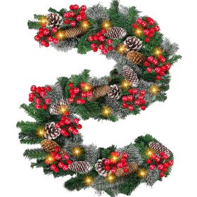 9Ft Pre-Lit Artificial Christmas Garland, LED Luminous Christmas Decorations (Color: B)