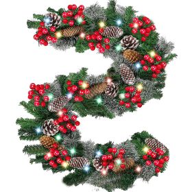 9Ft Pre-Lit Artificial Christmas Garland, LED Luminous Christmas Decorations (Color: C)