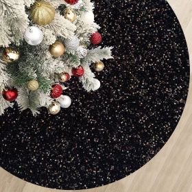 Christmas Tree Skirt, Sequins Tree Skirts for Xmas Tree Decorations (Color: Black, size: 90cm)