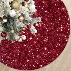 Christmas Tree Skirt, Sequins Tree Skirts for Xmas Tree Decorations (Color: Red, size: 78cm)