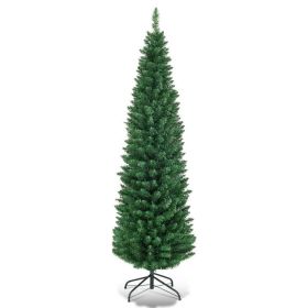 5/6/7/8/9ft PVC Artificial Slim Pencil National Christmas Tree with Metal Stand (size: 5ft)