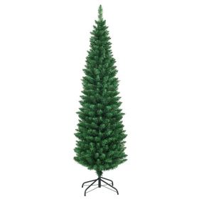 5/6/7/8/9ft PVC Artificial Slim Pencil National Christmas Tree with Metal Stand (size: 6ft)