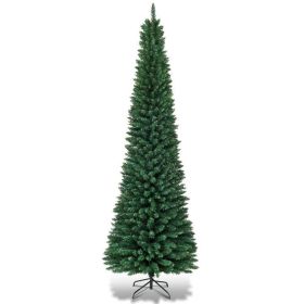 5/6/7/8/9ft PVC Artificial Slim Pencil National Christmas Tree with Metal Stand (size: 7ft)