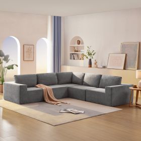 [VIDEO provided] [New]116*116" Modular L Shaped Sectional Sofa,Luxury Floor Couch Set,Upholstered Indoor Furniture (Color: as Pic)