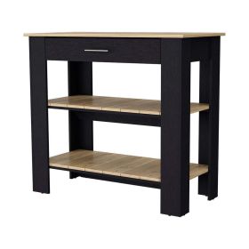 Brooklyn Kitchen Island, Three Concealed Shelves (Color: as Pic)