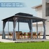 10x13FT Gazebos-Double Roof Sunshade (Wooden Legs)- kk outdoor