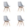 Mid Century Modern Dining Chairs, with Wood Legs, Armless Kitchen Chairs, Shell Lounge Plastic Side Chair with Soft Padded Kitchen, Dining Room