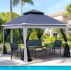 Outdoor 11x 11Ft Pop Up Gazebo Canopy With Removable Zipper Netting,2-Tier Soft Top Event Tent,Suitable For Patio Backyard Garden Camping Area