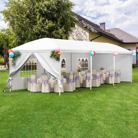 10x30' Outdoor Garden Gazebo Wedding Party Tent Canopy Marquee with 5 Removable Sidewalls (Color: White)