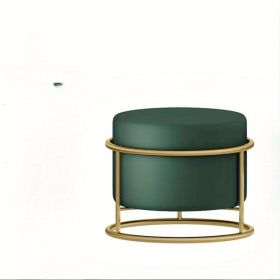 Light luxury padded footstool, fashionable multifunctional dressing stool, circular footstool, metal legs, modern decorative furniturec (Color: Green Gold)