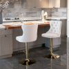 A&A Furniture,Golden Swivel Velvet Barstools Adjusatble Seat Height from 25-33 Inch