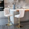 A&A Furniture,Golden Swivel Velvet Barstools Adjusatble Seat Height from 25-33 Inch