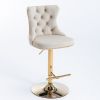 A&A Furniture,Golden Swivel Velvet Barstools Adjusatble Seat Height from 25-33 Inch