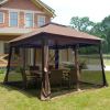 Outdoor 11x 11Ft Pop Up Gazebo Canopy With Removable Zipper Netting,2-Tier Soft Top Event Tent,Suitable For Patio Backyard Garden Camping Area