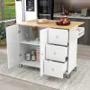 Rolling Mobile Kitchen Island with Solid Wood Top and Locking Wheels,52.7 Inch Width,Storage Cabinet and Drop Leaf Breakfast Bar,Spice Rack