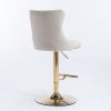 A&A Furniture,Golden Swivel Velvet Barstools Adjusatble Seat Height from 25-33 Inch