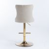 A&A Furniture,Golden Swivel Velvet Barstools Adjusatble Seat Height from 25-33 Inch