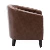 PU Leather Tufted Barrel ChairTub Chair for Living Room Bedroom Club Chairs