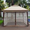 Outdoor 11x 11Ft Pop Up Gazebo Canopy With Removable Zipper Netting,2-Tier Soft Top Event Tent,Suitable For Patio Backyard Garden Camping Area