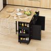 Multi-Functional Kitchen Island Cart with 2 Door Cabinet and Two Drawers,Spice Rack, Towel Holder, Wine Rack, and Foldable Rubberwood Table Top