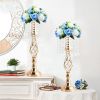 New Luxury Metal Candle Holders with Crystal Flowers Vase Candlestick Table Centerpieces Wedding Table Candle Stand Wedding Prop