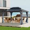 10x13FT Gazebos-Double Roof Sunshade (Wooden Legs)- kk outdoor