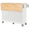 Rolling Mobile Kitchen Island with Solid Wood Top and Locking Wheels,52.7 Inch Width,Storage Cabinet and Drop Leaf Breakfast Bar,Spice Rack