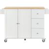 Rolling Mobile Kitchen Island with Solid Wood Top and Locking Wheels,52.7 Inch Width,Storage Cabinet and Drop Leaf Breakfast Bar,Spice Rack