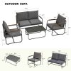 4-Piece Outdoor Patio Furniture Sets, Patio Conversation Set with Removable Seating Cushion, Courtyard Patio Set for Home, Yard, Poolside (Grey)