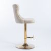 A&A Furniture,Golden Swivel Velvet Barstools Adjusatble Seat Height from 25-33 Inch