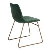 Modern Dining Chairs Set of 2;  Velvet Upholstered Side Chairs with Golden Metal Legs for Dining Room Furniture