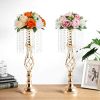 New Luxury Metal Candle Holders with Crystal Flowers Vase Candlestick Table Centerpieces Wedding Table Candle Stand Wedding Prop