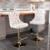 A&A Furniture,Golden Swivel Velvet Barstools Adjusatble Seat Height from 25-33 Inch