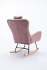 35.5 inch Rocking Chair, Soft Teddy Velvet Fabric Rocking Chair for Nursery