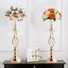 New Luxury Metal Candle Holders with Crystal Flowers Vase Candlestick Table Centerpieces Wedding Table Candle Stand Wedding Prop