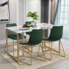 Modern Dining Chairs Set of 2;  Velvet Upholstered Side Chairs with Golden Metal Legs for Dining Room Furniture