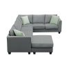 [VIDEO provided] 112*87" Sectional Sofa Couches Living Room Sets, 7 Seats Modular Sectional Sofa with Ottoman